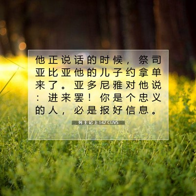 Picture 07 - 列 王 记 上 1:42 CUVS - 他 正 说 话 的 时 候 ， 祭 司 亚 比 - Bible Verse Picture