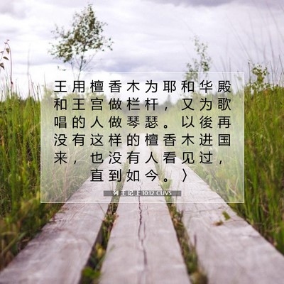 Picture 07 - 列 王 记 上 10:12 CUVS - 王 用 檀 香 木 为 耶 和 华 殿 和 王 - Bible Verse Picture
