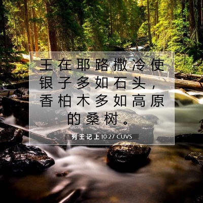 Picture 07 - 列 王 记 上 10:27 CUVS - 王 在 耶 路 撒 冷 使 银 子 多 如 石 - Bible Verse Picture