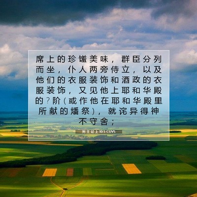 Picture 07 - 列 王 记 上 10:5 CUVS - 席 上 的 珍 馐 美 味 ， 群 臣 分 列 - Bible Verse Picture