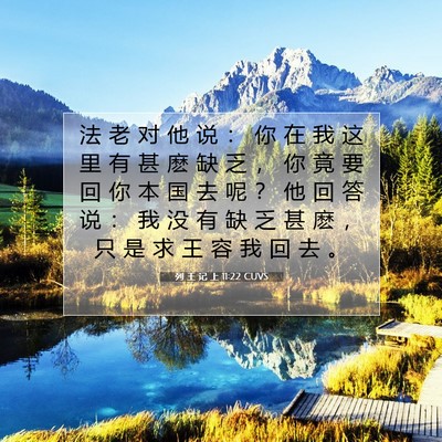 Picture 07 - 列 王 记 上 11:22 CUVS - 法 老 对 他 说 ： 你 在 我 这 里 有 - Bible Verse Picture