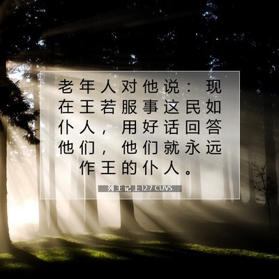 Picture 07 - 列 王 记 上 12:7 CUVS - 老 年 人 对 他 说 ： 现 在 王 若 服 - Bible Verse Picture