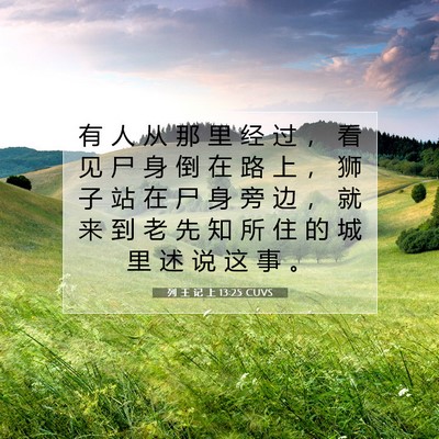 Picture 07 - 列 王 记 上 13:25 CUVS - 有 人 从 那 里 经 过 ， 看 见 尸 身 - Bible Verse Picture