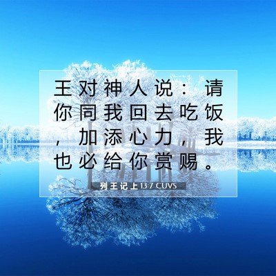 Picture 07 - 列 王 记 上 13:7 CUVS - 王 对 神 人 说 ： 请 你 同 我 回 去 - Bible Verse Picture
