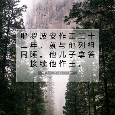 Picture 07 - 列 王 记 上 14:20 CUVS - 耶 罗 波 安 作 王 二 十 二 年 ， 就 - Bible Verse Picture