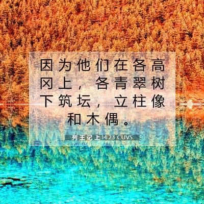Picture 07 - 列 王 记 上 14:23 CUVS - 因 为 他 们 在 各 高 冈 上 ， 各 青 - Bible Verse Picture