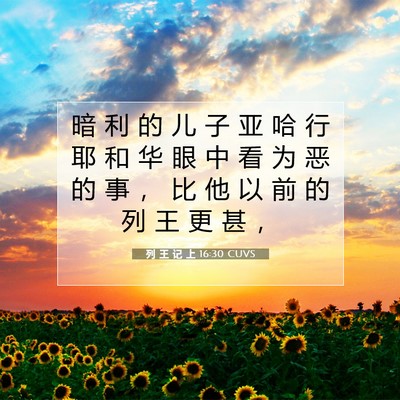 Picture 07 - 列 王 记 上 16:30 CUVS - 暗 利 的 儿 子 亚 哈 行 耶 和 华 眼 - Bible Verse Picture