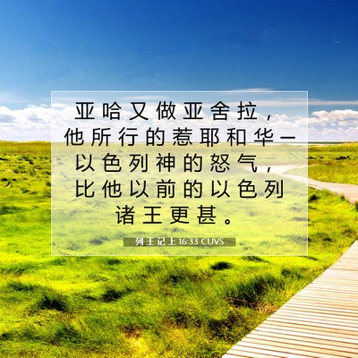 Picture 07 - 列 王 记 上 16:33 CUVS - 亚 哈 又 做 亚 舍 拉 ， 他 所 行 的 - Bible Verse Picture