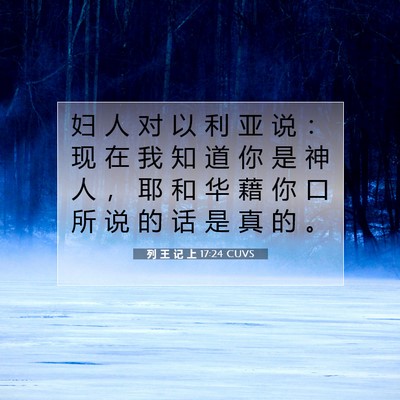 Picture 07 - 列 王 记 上 17:24 CUVS - 妇 人 对 以 利 亚 说 ： 现 在 我 知 - Bible Verse Picture