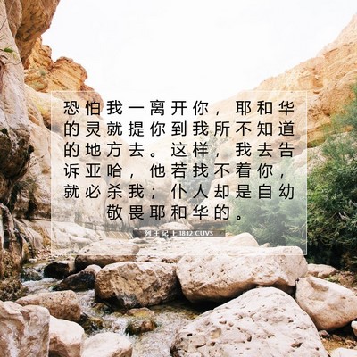 Picture 07 - 列 王 记 上 18:12 CUVS - 恐 怕 我 一 离 开 你 ， 耶 和 华 的 - Bible Verse Picture