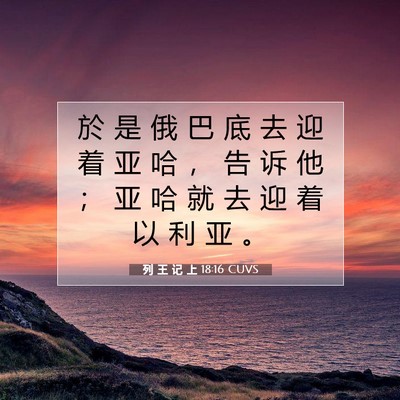 Picture 07 - 列 王 记 上 18:16 CUVS - 於 是 俄 巴 底 去 迎 着 亚 哈 ， 告 - Bible Verse Picture