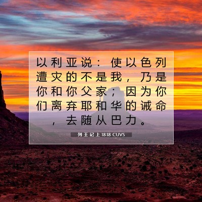 Picture 07 - 列 王 记 上 18:18 CUVS - 以 利 亚 说 ： 使 以 色 列 遭 灾 的 - Bible Verse Picture