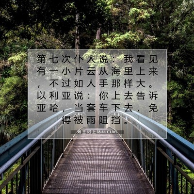 Picture 07 - 列 王 记 上 18:44 CUVS - 第 七 次 仆 人 说 ： 我 看 见 有 一 - Bible Verse Picture