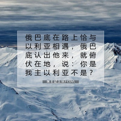 Picture 07 - 列 王 记 上 18:7 CUVS - 俄 巴 底 在 路 上 恰 与 以 利 亚 相 - Bible Verse Picture