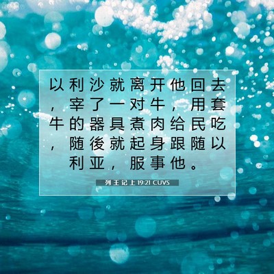 Picture 07 - 列 王 记 上 19:21 CUVS - 以 利 沙 就 离 开 他 回 去 ， 宰 了 - Bible Verse Picture