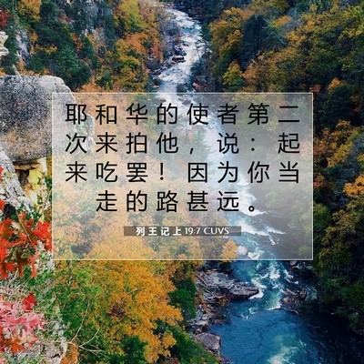 Picture 07 - 列 王 记 上 19:7 CUVS - 耶 和 华 的 使 者 第 二 次 来 拍 他 - Bible Verse Picture