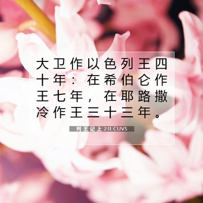 Picture 07 - 列 王 记 上 2:11 CUVS - 大 卫 作 以 色 列 王 四 十 年 ： 在 - Bible Verse Picture