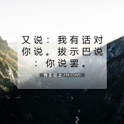 Picture 07 - 列 王 记 上 2:14 CUVS - 又 说 ： 我 有 话 对 你 说 。 拔 示 - Bible Verse Picture