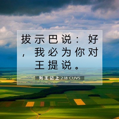Picture 07 - 列 王 记 上 2:18 CUVS - 拔 示 巴 说 ： 好 ， 我 必 为 你 对 - Bible Verse Picture