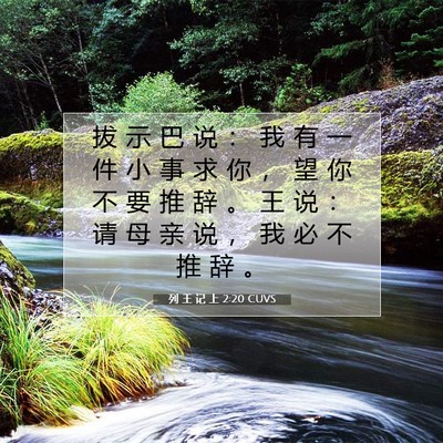 Picture 07 - 列 王 记 上 2:20 CUVS - 拔 示 巴 说 ： 我 有 一 件 小 事 求 - Bible Verse Picture