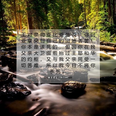 Picture 07 - 列 王 记 上 2:26 CUVS - 王 对 祭 司 亚 比 亚 他 说 ： 你 回 - Bible Verse Picture