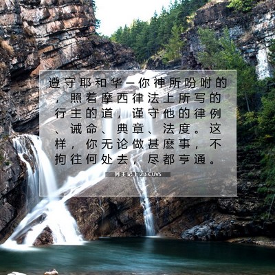 Picture 07 - 列 王 记 上 2:3 CUVS - 遵 守 耶 和 华 ─ 你 神 所 吩 咐 的 - Bible Verse Picture