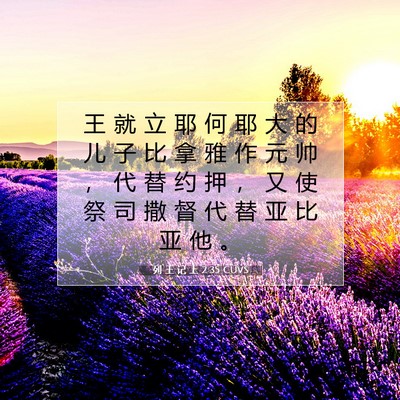 Picture 07 - 列 王 记 上 2:35 CUVS - 王 就 立 耶 何 耶 大 的 儿 子 比 拿 - Bible Verse Picture