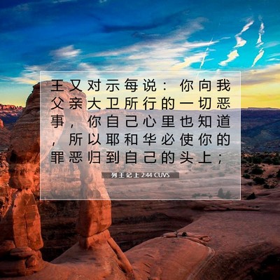 Picture 07 - 列 王 记 上 2:44 CUVS - 王 又 对 示 每 说 ： 你 向 我 父 亲 - Bible Verse Picture
