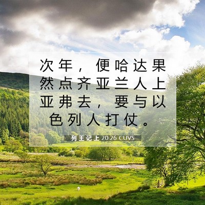 Picture 07 - 列 王 记 上 20:26 CUVS - 次 年 ， 便 哈 达 果 然 点 齐 亚 兰 - Bible Verse Picture