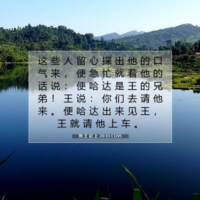 Picture 07 - 列 王 记 上 20:33 CUVS - 这 些 人 留 心 探 出 他 的 口 气 来 - Bible Verse Picture