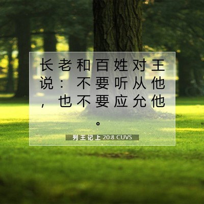 Picture 07 - 列 王 记 上 20:8 CUVS - 长 老 和 百 姓 对 王 说 ： 不 要 听 - Bible Verse Picture