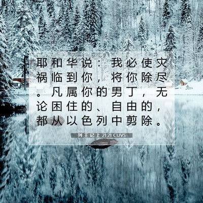 Picture 07 - 列 王 记 上 21:21 CUVS - 耶 和 华 说 ： 我 必 使 灾 祸 临 到 - Bible Verse Picture
