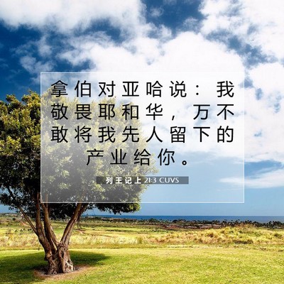 Picture 07 - 列 王 记 上 21:3 CUVS - 拿 伯 对 亚 哈 说 ： 我 敬 畏 耶 和 - Bible Verse Picture