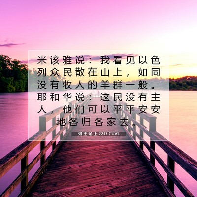 Picture 07 - 列 王 记 上 22:17 CUVS - 米 该 雅 说 ： 我 看 见 以 色 列 众 - Bible Verse Picture