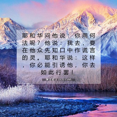 Picture 07 - 列 王 记 上 22:22 CUVS - 耶 和 华 问 他 说 ： 你 用 何 法 呢 - Bible Verse Picture