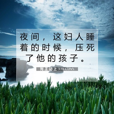 Picture 07 - 列 王 记 上 3:19 CUVS - 夜 间 ， 这 妇 人 睡 着 的 时 候 ， - Bible Verse Picture