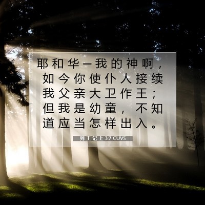 Picture 07 - 列 王 记 上 3:7 CUVS - 耶 和 华 ─ 我 的 神 啊 ， 如 今 你 - Bible Verse Picture