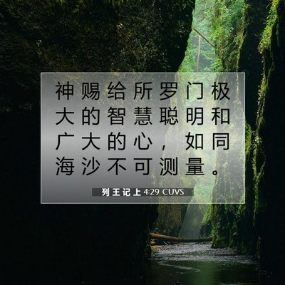 Picture 07 - 列 王 记 上 4:29 CUVS - 神 赐 给 所 罗 门 极 大 的 智 慧 聪 - Bible Verse Picture