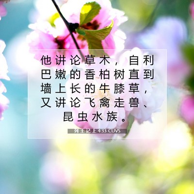 Picture 07 - 列 王 记 上 4:33 CUVS - 他 讲 论 草 木 ， 自 利 巴 嫩 的 香 - Bible Verse Picture