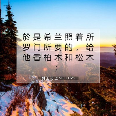 Picture 07 - 列 王 记 上 5:10 CUVS - 於 是 希 兰 照 着 所 罗 门 所 要 的 - Bible Verse Picture
