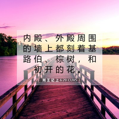 Picture 07 - 列 王 记 上 6:29 CUVS - 内 殿 、 外 殿 周 围 的 墙 上 都 刻 - Bible Verse Picture