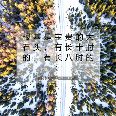 Picture 07 - 列 王 记 上 7:10 CUVS - 根 基 是 宝 贵 的 大 石 头 ， 有 长 - Bible Verse Picture