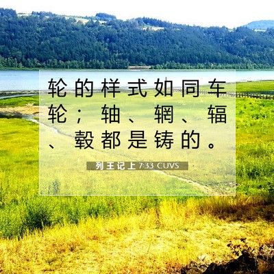 Picture 07 - 列 王 记 上 7:33 CUVS - 轮 的 样 式 如 同 车 轮 ； 轴 、 辋 - Bible Verse Picture