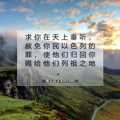 Picture 07 - 列 王 记 上 8:34 CUVS - 求 你 在 天 上 垂 听 ， 赦 免 你 民 - Bible Verse Picture