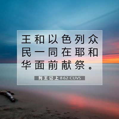 Picture 07 - 列 王 记 上 8:62 CUVS - 王 和 以 色 列 众 民 一 同 在 耶 和 - Bible Verse Picture