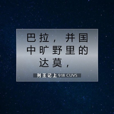 Picture 07 - 列 王 记 上 9:18 CUVS - 巴 拉 ， 并 国 中 旷 野 里 的 达 莫 - Bible Verse Picture