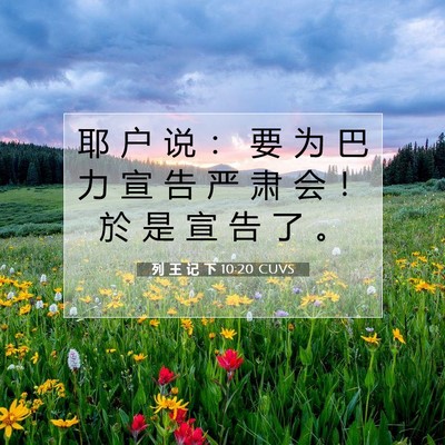 Picture 07 - 列 王 记 下 10:20 CUVS - 耶 户 说 ： 要 为 巴 力 宣 告 严 肃 - Bible Verse Picture