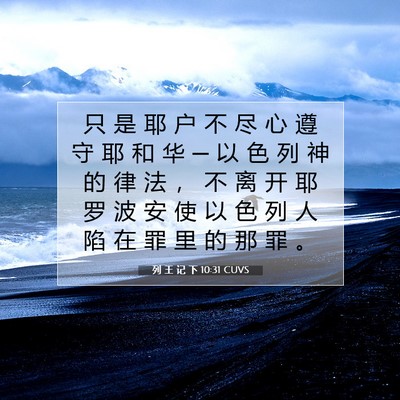 Picture 07 - 列 王 记 下 10:31 CUVS - 只 是 耶 户 不 尽 心 遵 守 耶 和 华 - Bible Verse Picture