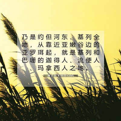 Picture 07 - 列 王 记 下 10:33 CUVS - 乃 是 约 但 河 东 、 基 列 全 地 ， - Bible Verse Picture