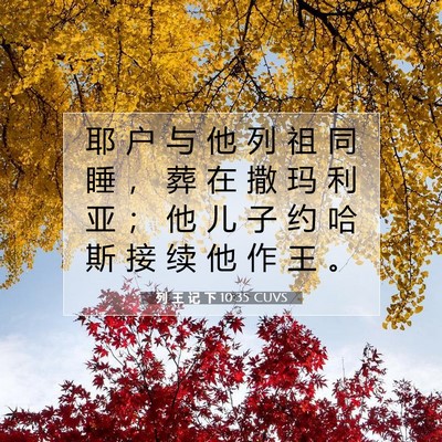Picture 07 - 列 王 记 下 10:35 CUVS - 耶 户 与 他 列 祖 同 睡 ， 葬 在 撒 - Bible Verse Picture